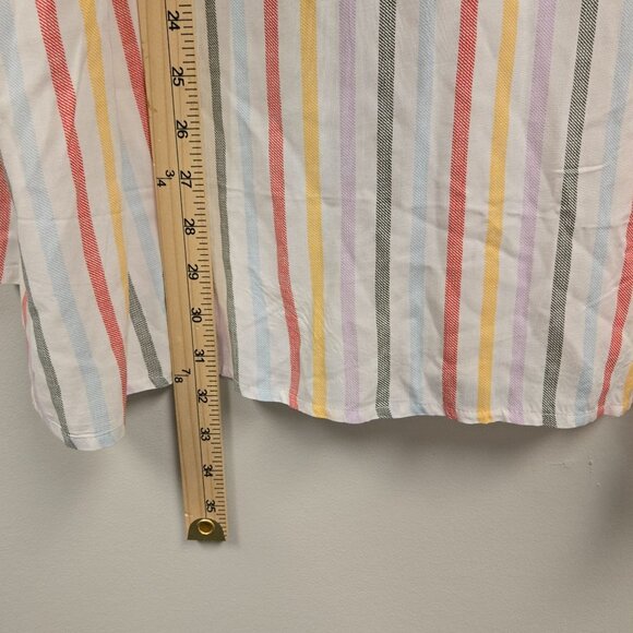 Torrid Challis Pleated Detail Rainbow Striped Sleeveless V-Neck Tank Top 4 - Picture 7 of 7